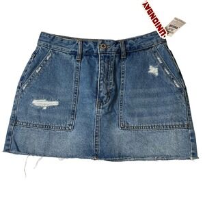 Unionbay Arden‎ Denim Skort Georgia Fade Distressed Raw Hem Size 1 Y2K